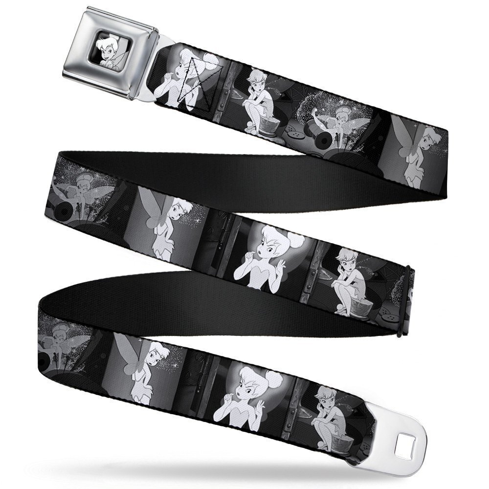 9667 Seatbelt Belt - Tinker Bell Scenes Black/White - 1.0" Wide - 20-36